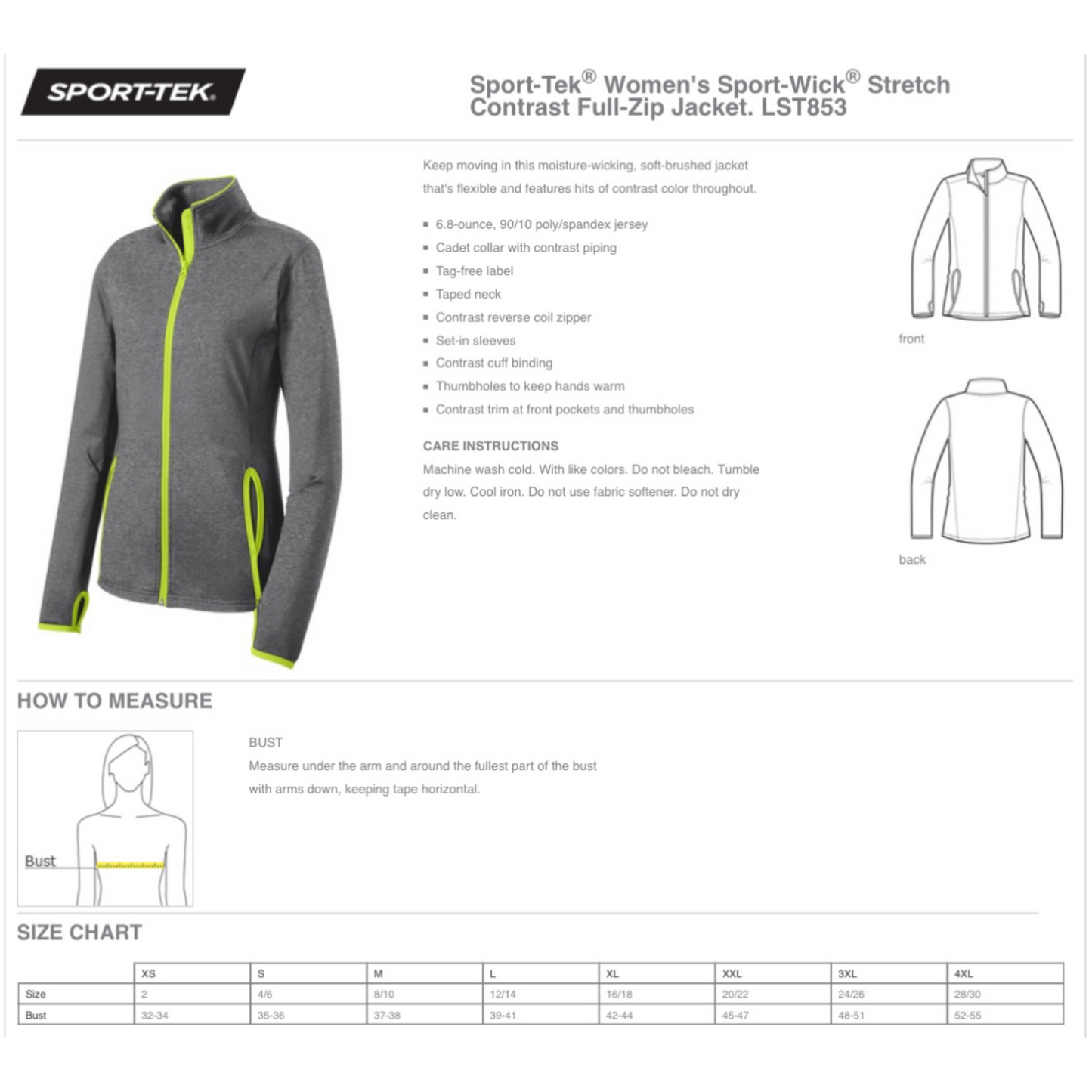 Women's Stretch Embroidered Contrast Full-Zip Jacket