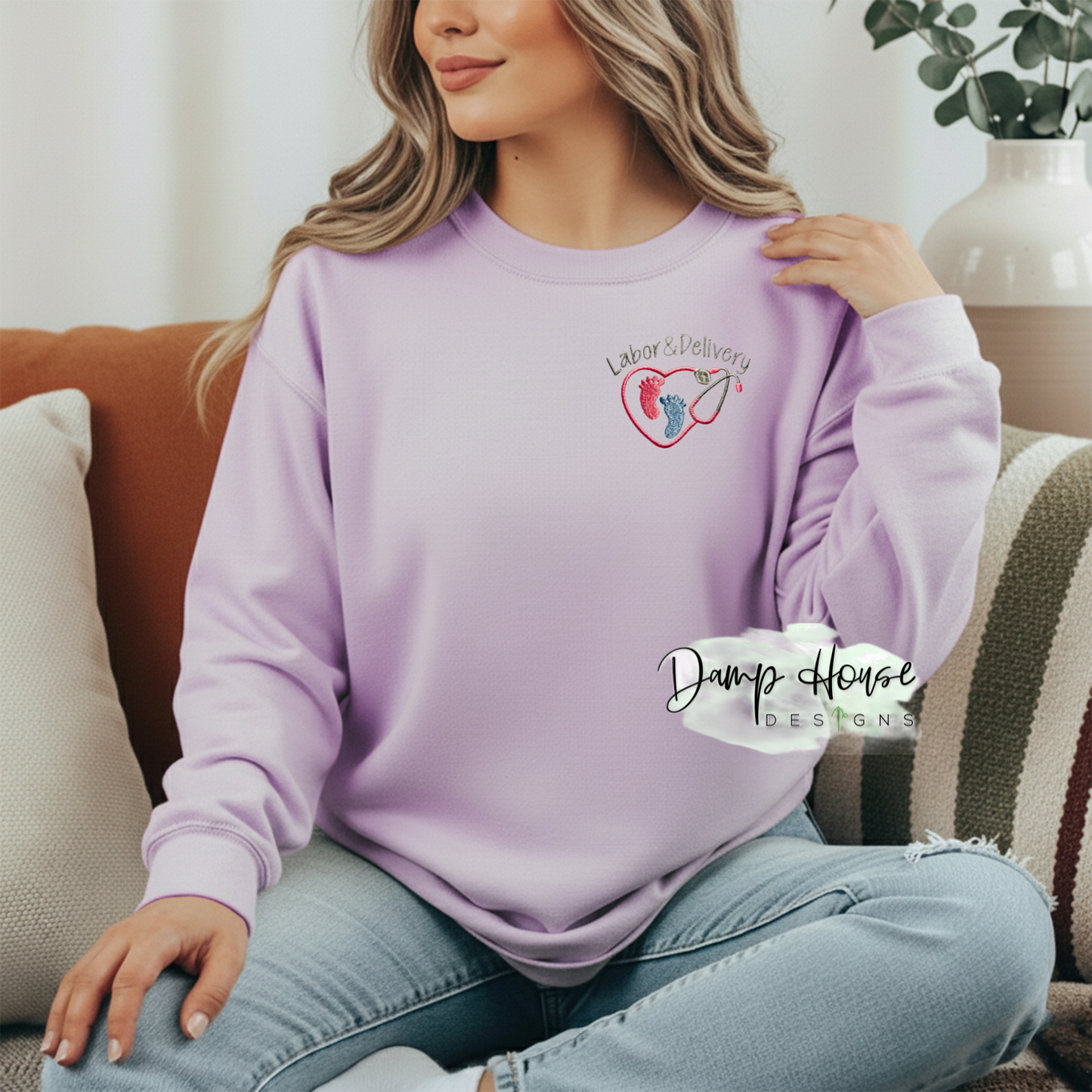 Comfort Colors Customized Embroidered Dept Sweatshirt