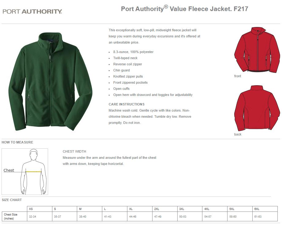 Men's Embroidered Value Fleece Jacket