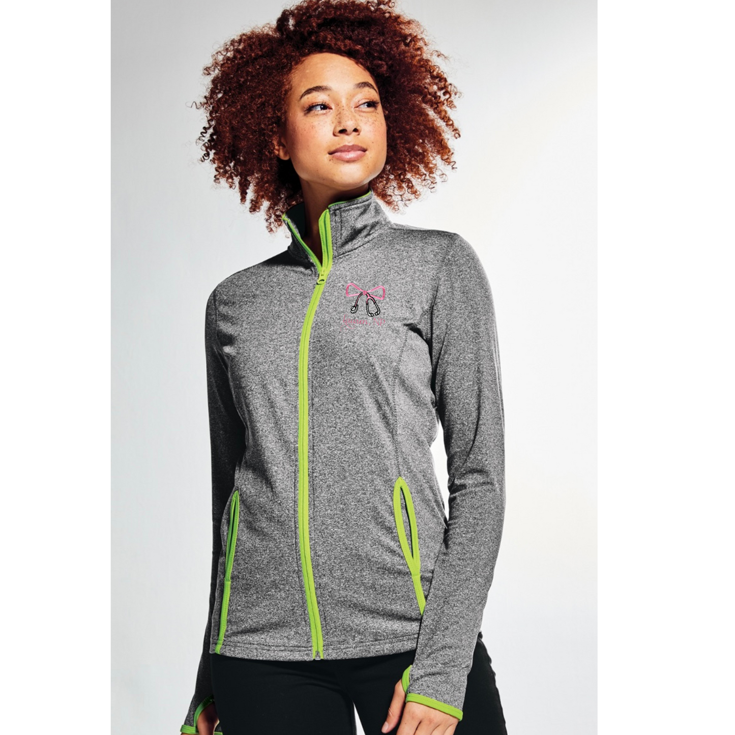 Women's Stretch Embroidered Contrast Full-Zip Jacket