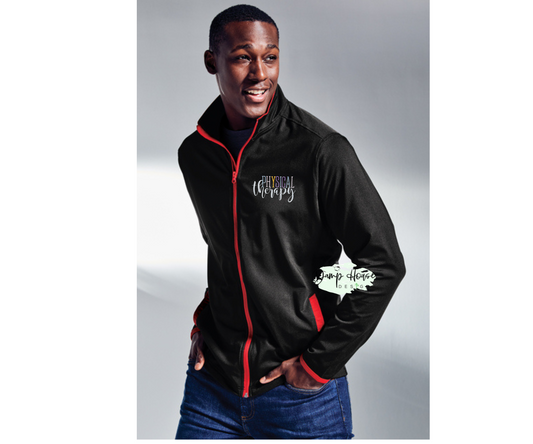 Men's Stretch Embroidered Contrast Full-Zip Jacket