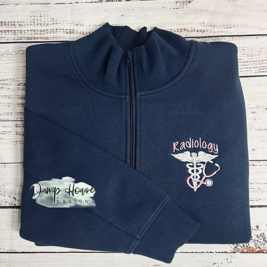 Radiology Custom 1/4 Zip Embroidered Sweater