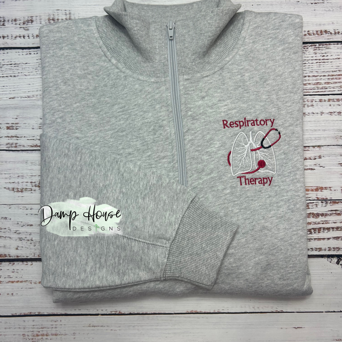 Respiratory Therapy Custom 1/4 Zip Embroidered Sweater