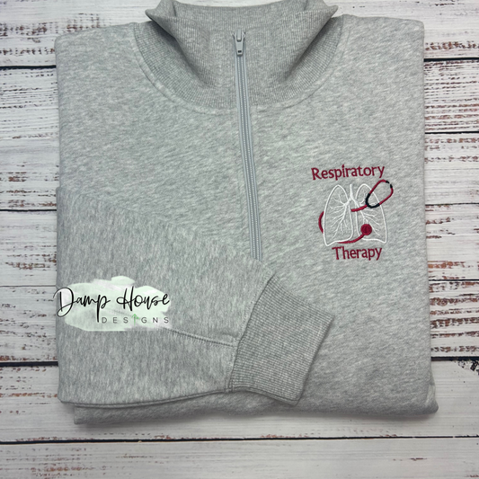 Respiratory Therapy Custom 1/4 Zip Embroidered Sweater