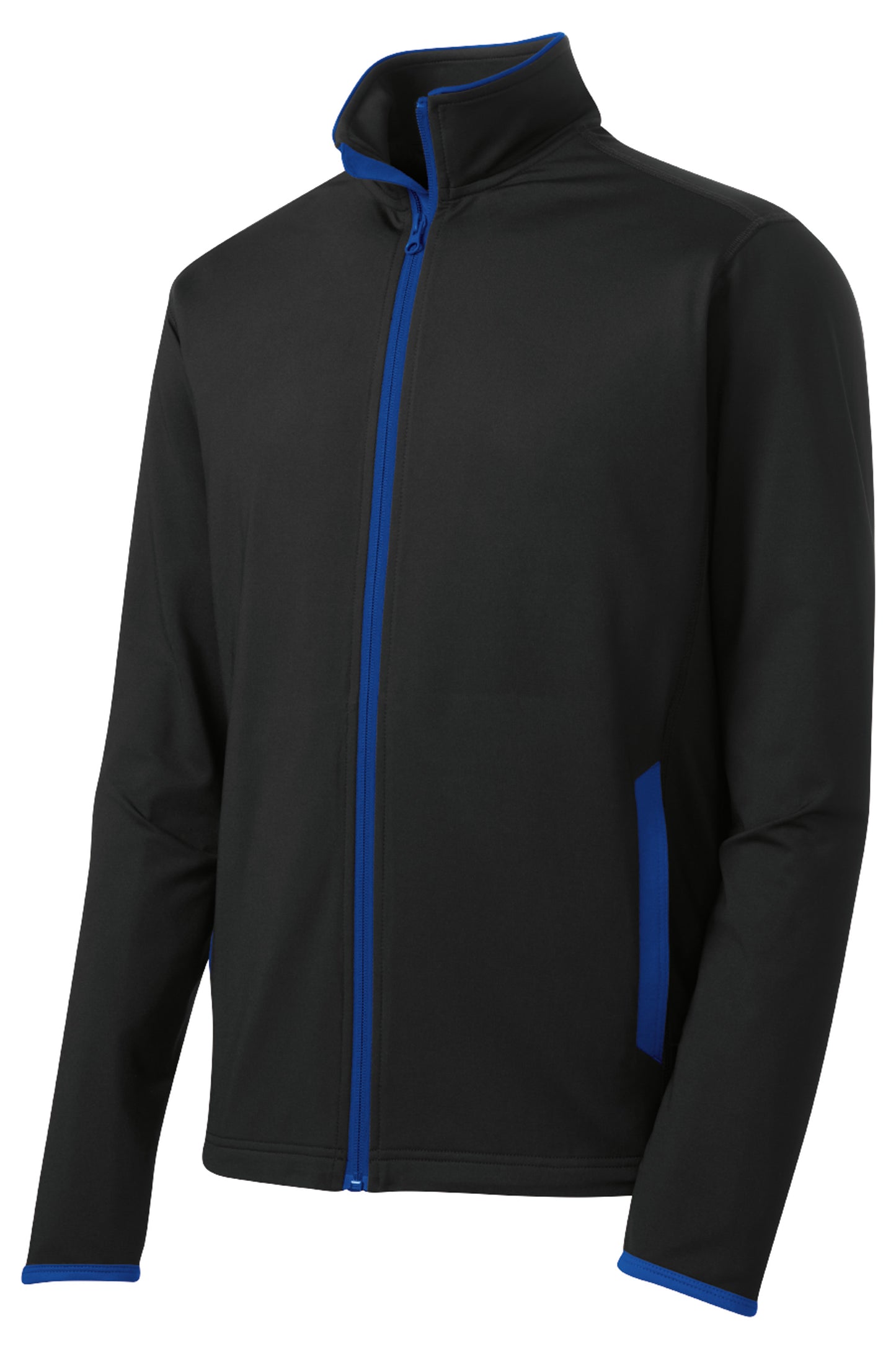 Men's Stretch Embroidered Contrast Full-Zip Jacket