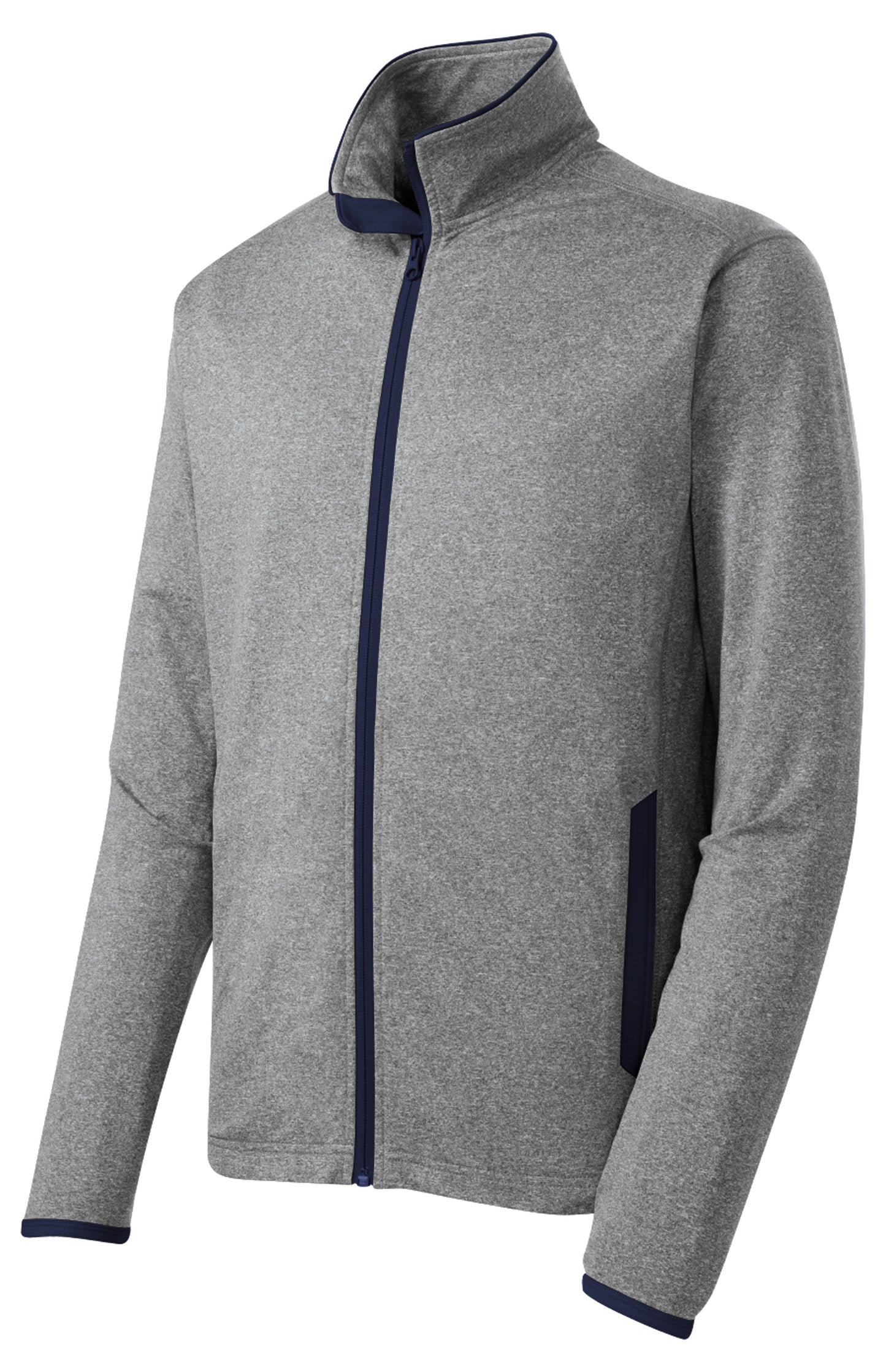 Men's Stretch Embroidered Contrast Full-Zip Jacket